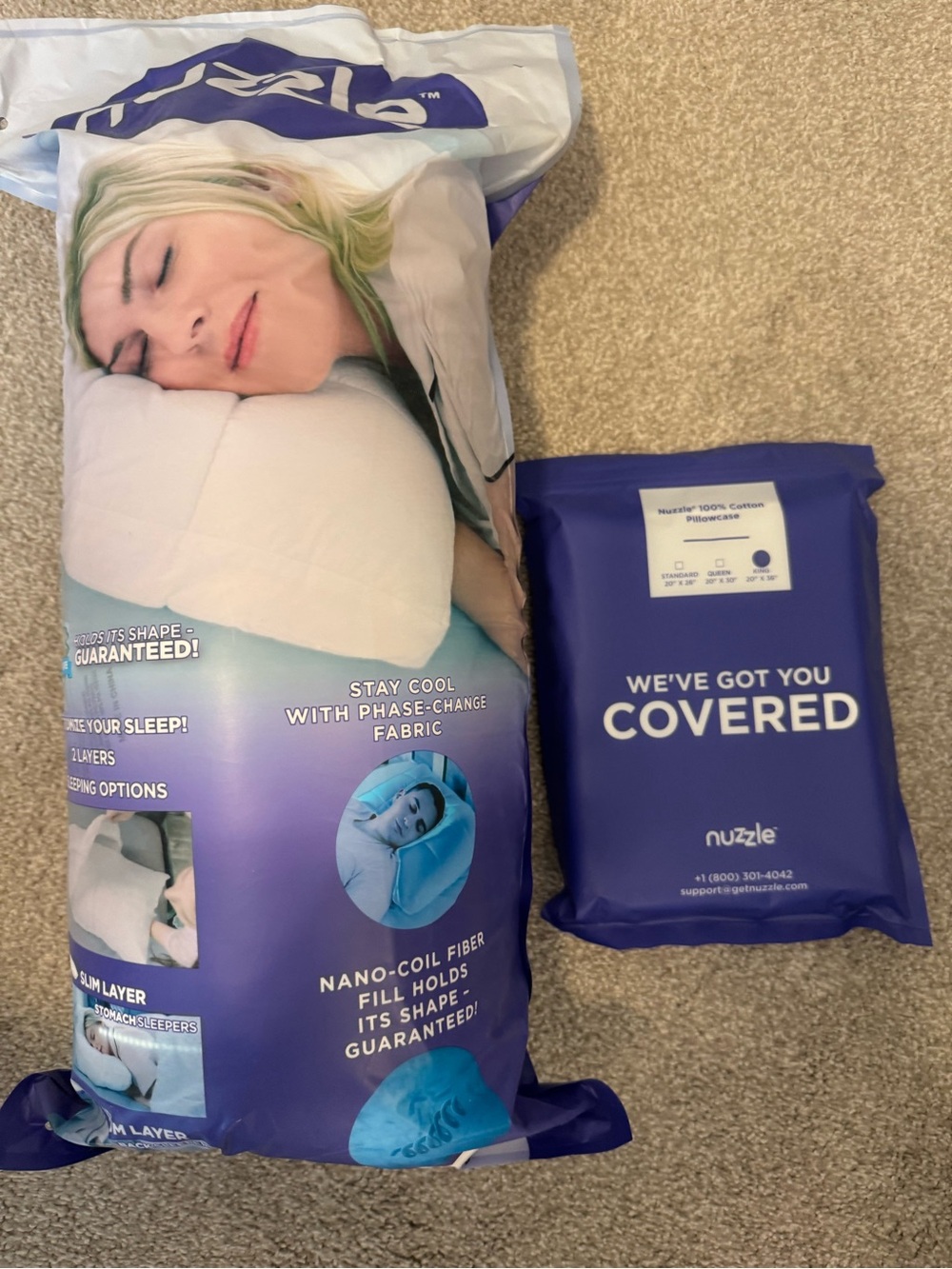 Cooling White Home Pillow with Nano-Coil Fiber Fill KING NWT plus pillow case